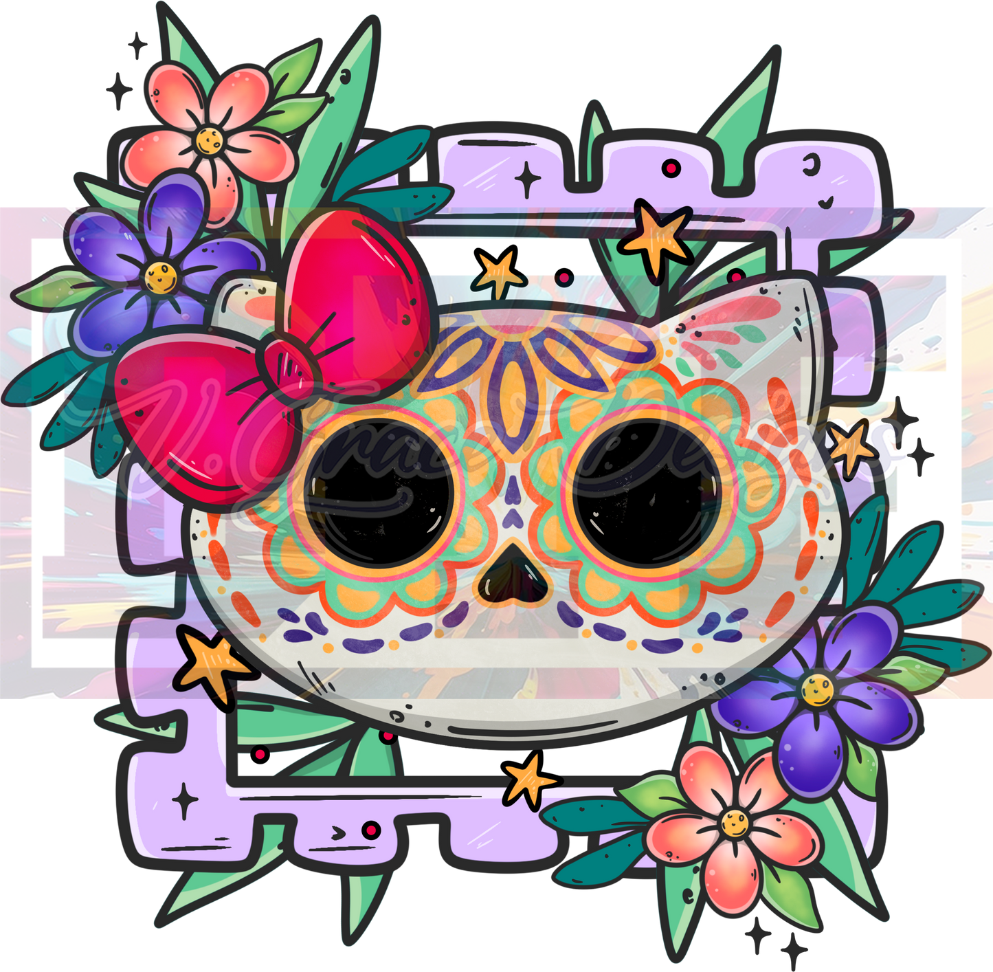 Hello Kitty Sugar Skull DTF Transfer 11"